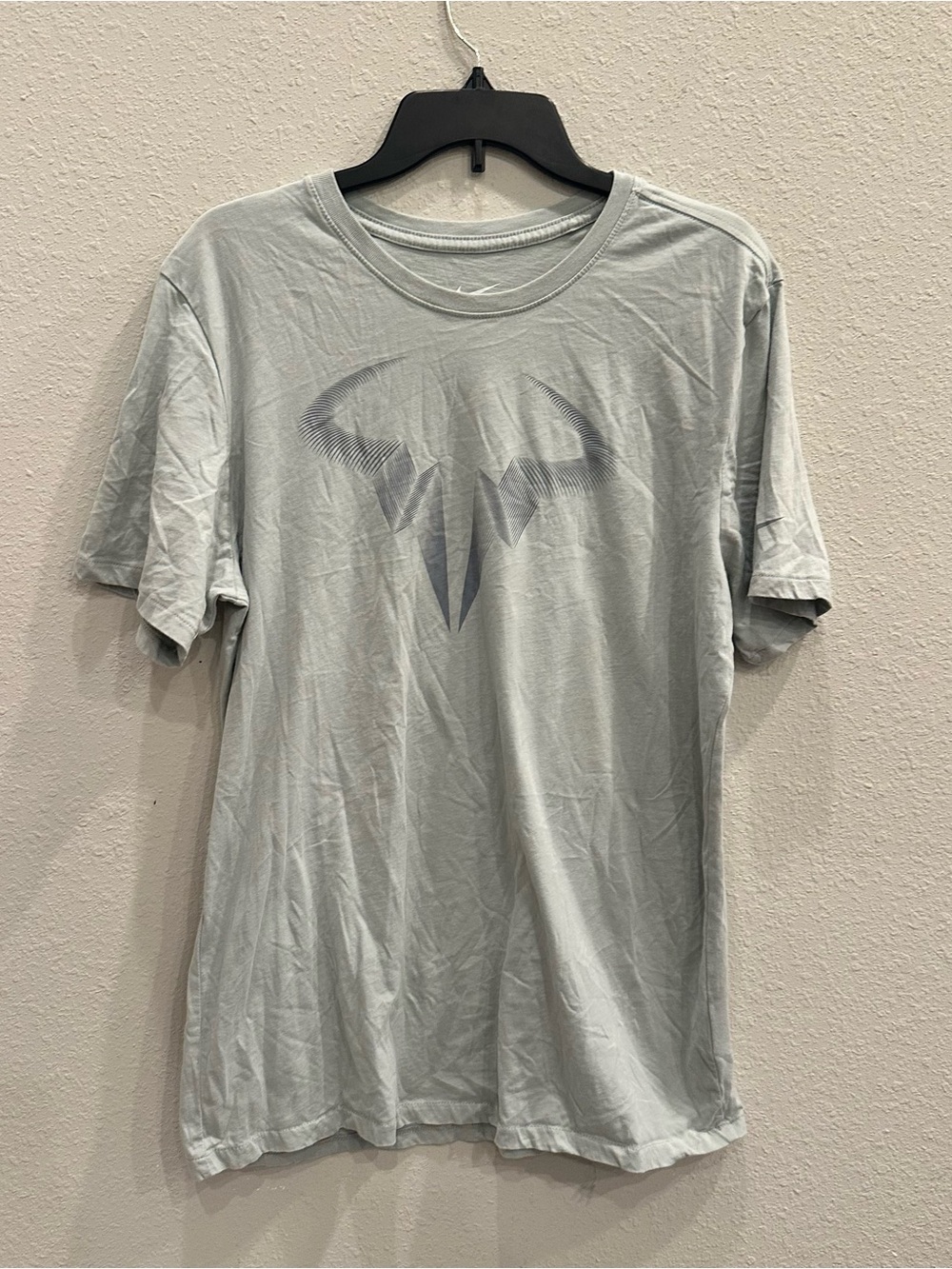 Nike Rafa Nadal Tennis Bull Logo Graphic Tee Gray Athletic Large